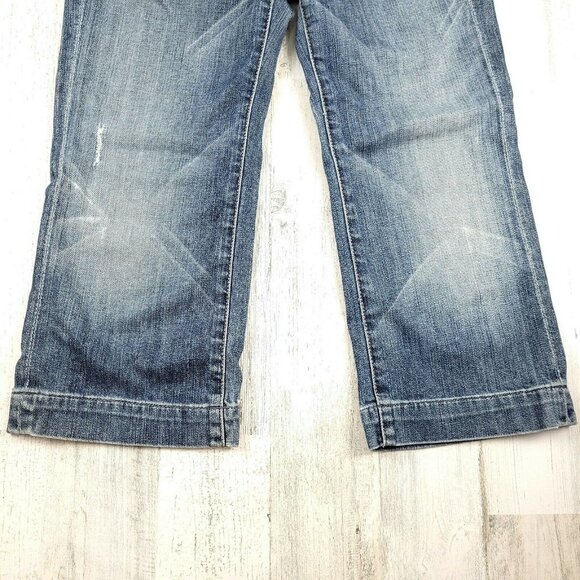 7 For All Mankind Womens Blue Denim Crop Dojo Jeans Size 28 (30x21) EUC - Picture 5 of 10